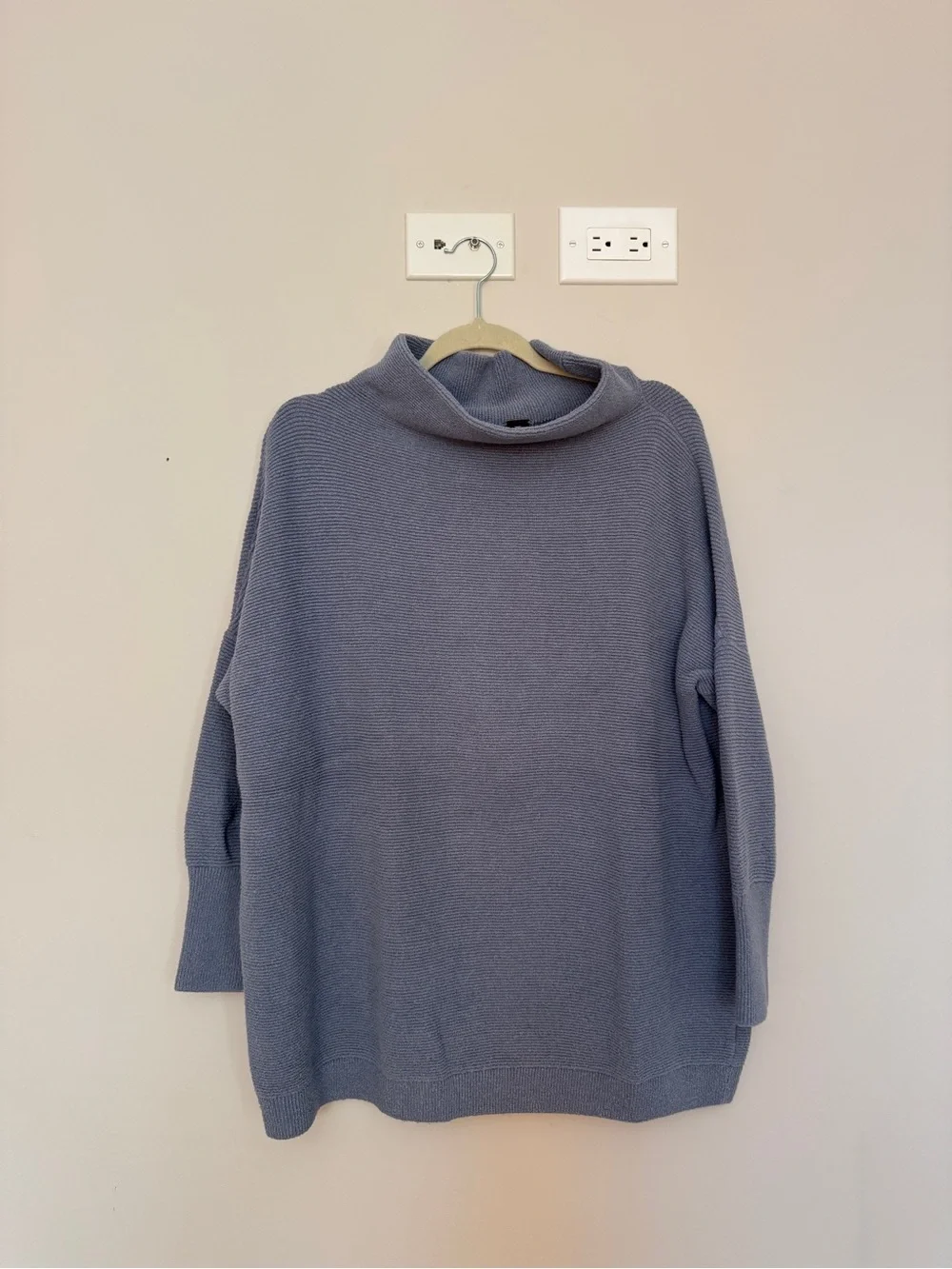 Free People Relaxed Cowl Neck Sweater - Dusty Blue